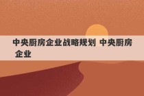 中央厨房企业战略规划 中央厨房 企业