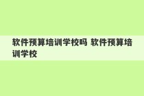 软件预算培训学校吗 软件预算培训学校