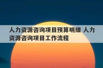 人力资源咨询项目预算明细 人力资源咨询项目工作流程