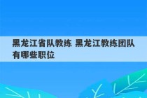 黑龙江省队教练 黑龙江教练团队有哪些职位