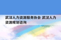 武汉人力资源服务协会 武汉人力资源规划咨询