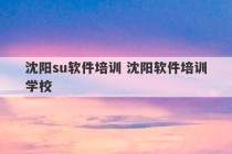 沈阳su软件培训 沈阳软件培训学校