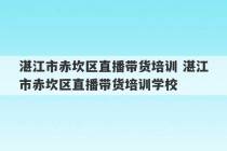 湛江市赤坎区直播带货培训 湛江市赤坎区直播带货培训学校