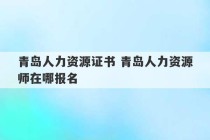 青岛人力资源证书 青岛人力资源师在哪报名