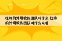 杜峰的外甥教练团队叫什么 杜峰的外甥教练团队叫什么来着