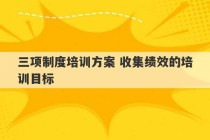 三项制度培训方案 收集绩效的培训目标