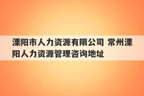 溧阳市人力资源有限公司 常州溧阳人力资源管理咨询地址