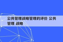 公共管理战略管理的评价 公共管理 战略