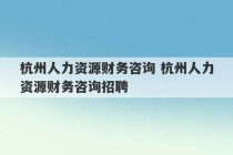 杭州人力资源财务咨询 杭州人力资源财务咨询招聘