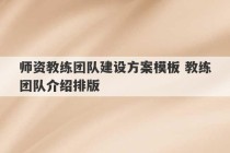 师资教练团队建设方案模板 教练团队介绍排版