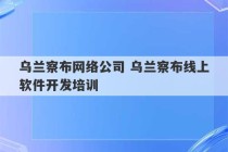 乌兰察布网络公司 乌兰察布线上软件开发培训