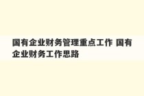 国有企业财务管理重点工作 国有企业财务工作思路