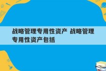 战略管理专用性资产 战略管理专用性资产包括