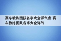 赛车教练团队名字大全洋气点 赛车教练团队名字大全洋气