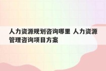 人力资源规划咨询哪里 人力资源管理咨询项目方案