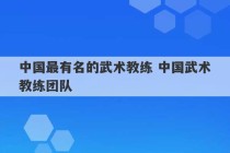 中国最有名的武术教练 中国武术教练团队