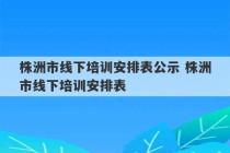 株洲市线下培训安排表公示 株洲市线下培训安排表