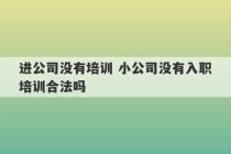 进公司没有培训 小公司没有入职培训合法吗