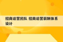 招商运营团队 招商运营薪酬体系设计