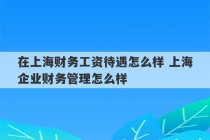 在上海财务工资待遇怎么样 上海企业财务管理怎么样