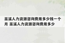 巫溪人力资源咨询费用多少钱一个月 巫溪人力资源咨询费用多少