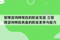 管理咨询师现在的职业生涯 三管理咨询师应具备的职业素养与能力