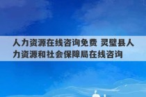 人力资源在线咨询免费 灵璧县人力资源和社会保障局在线咨询