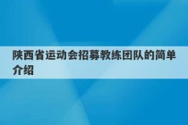 陕西省运动会招募教练团队的简单介绍