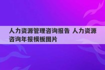 人力资源管理咨询报告 人力资源咨询年报模板图片