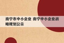 南宁市中小企业 南宁中小企业战略规划公示