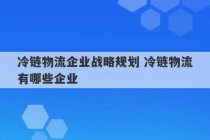 冷链物流企业战略规划 冷链物流有哪些企业