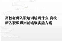 高校老师入职培训培训什么 高校新入职教师岗前培训实施方案