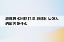 教练技术团队打造 教练团队强大的原因是什么