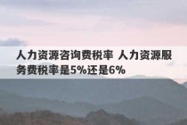 人力资源咨询费税率 人力资源服务费税率是5%还是6%