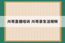 川哥直播培训 川哥录生活视频