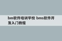 bm软件培训学校 bms软件开发入门教程