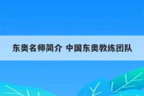 东奥名师简介 中国东奥教练团队