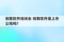 和数软件培训会 和数软件是上市公司吗？