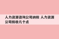 人力资源咨询公司纳税 人力资源公司税收几个点