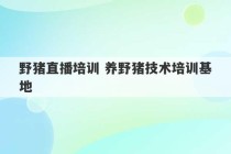 野猪直播培训 养野猪技术培训基地