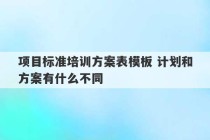 项目标准培训方案表模板 计划和方案有什么不同