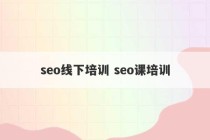 seo线下培训 seo课培训