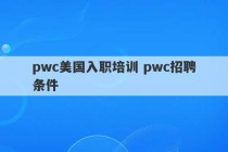 pwc美国入职培训 pwc招聘条件