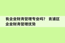 有企业财务管理专业吗？ 青浦区企业财务管理优势