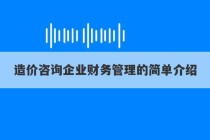 造价咨询企业财务管理的简单介绍