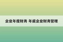 企业年度财务 年底企业财务管理