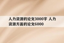 人力资源的论文3000字 人力资源方面的论文6000