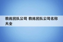 教练团队公司 教练团队公司名称大全