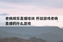 老杨娱乐直播培训 怀旧游戏老杨直播的什么游戏