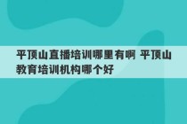 平顶山直播培训哪里有啊 平顶山教育培训机构哪个好